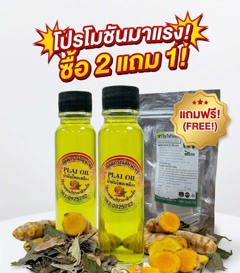 โปรโมชันมาแรงน้ำมันไพลเหลือง ซื้อ 2 แถม 1💥 โปรโมชันมาแรงน้ำมันไพลเหลือง ซื้อ 2 แถม 1💥
