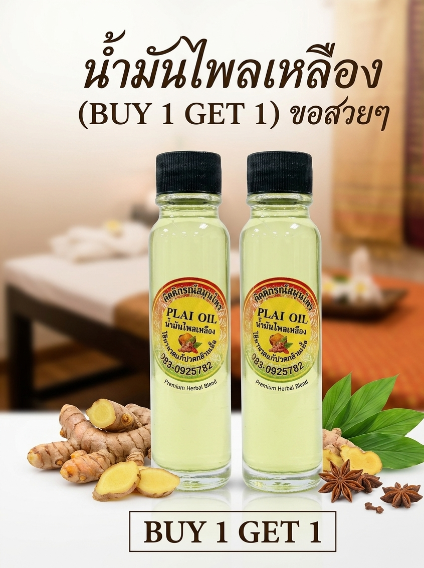 “น้ำมันไพลเหลือง (buy 1 get 1)” “น้ำมันไพลเหลือง (buy 1 get 1)”
