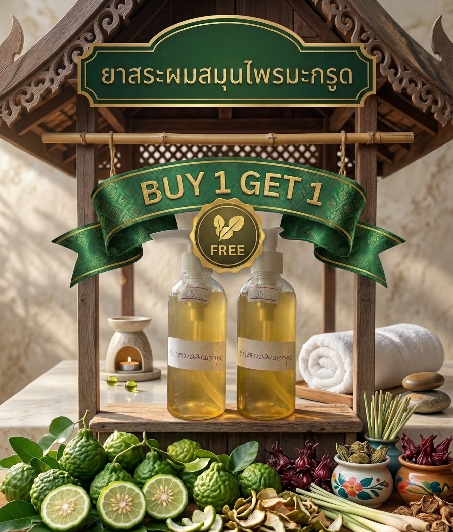 “ยาสระผมสมุนไพรมะกรูด (buy 1 get 1)” “ยาสระผมสมุนไพรมะกรูด (buy 1 get 1)”